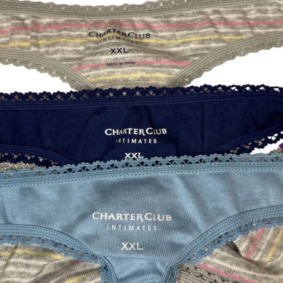 Charter ClubCharter Club Women's 3-Piece Cotton Lace-Trim Tang Set Size XXL - Picture 4 of 10